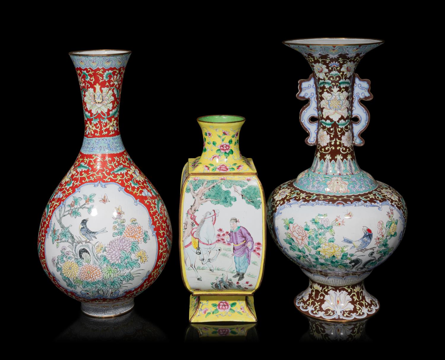 Four Chinese Canton Enamel Vessels