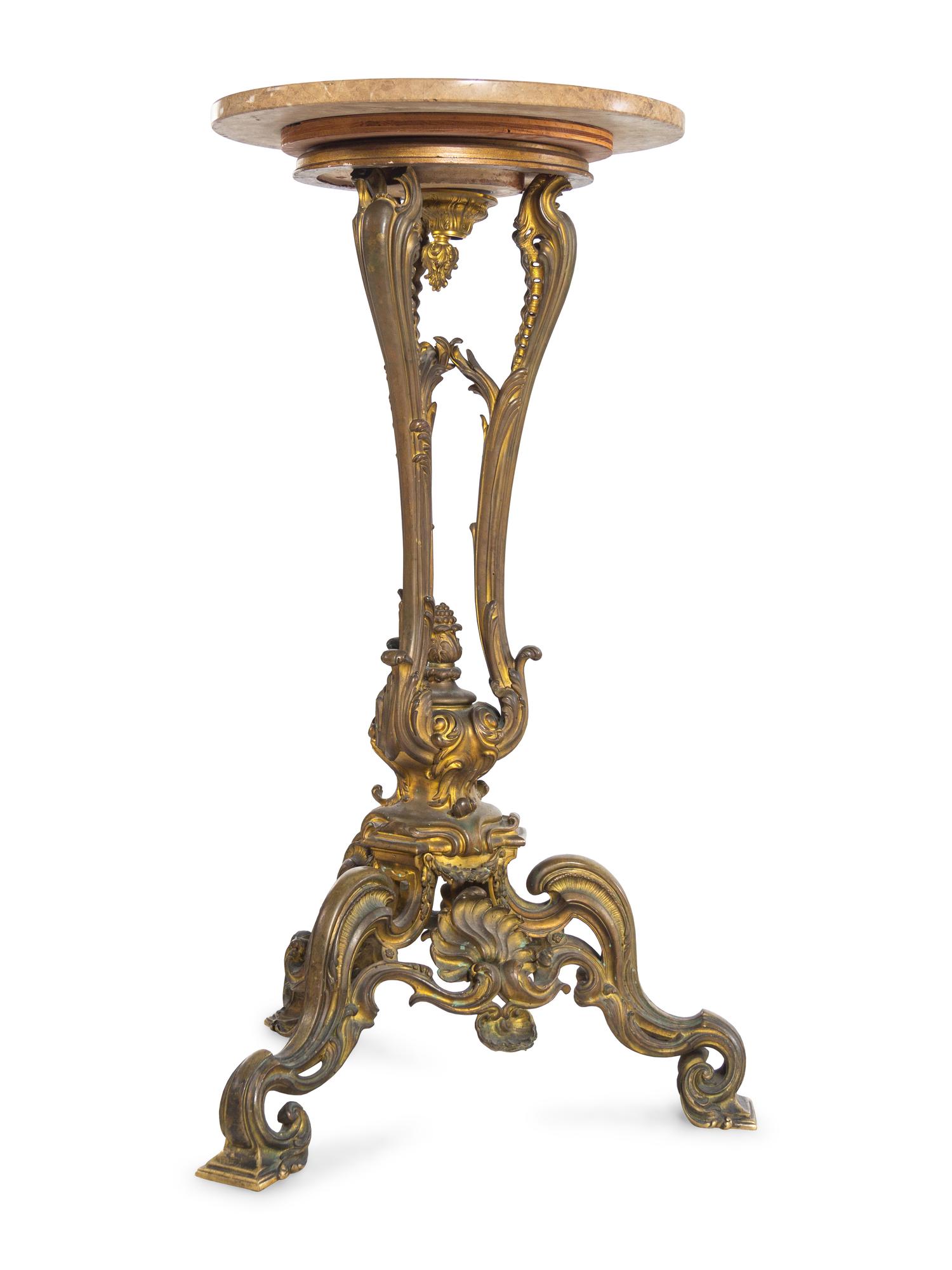 A Pair of Louis XV Style Gilt Bronze Pedestals