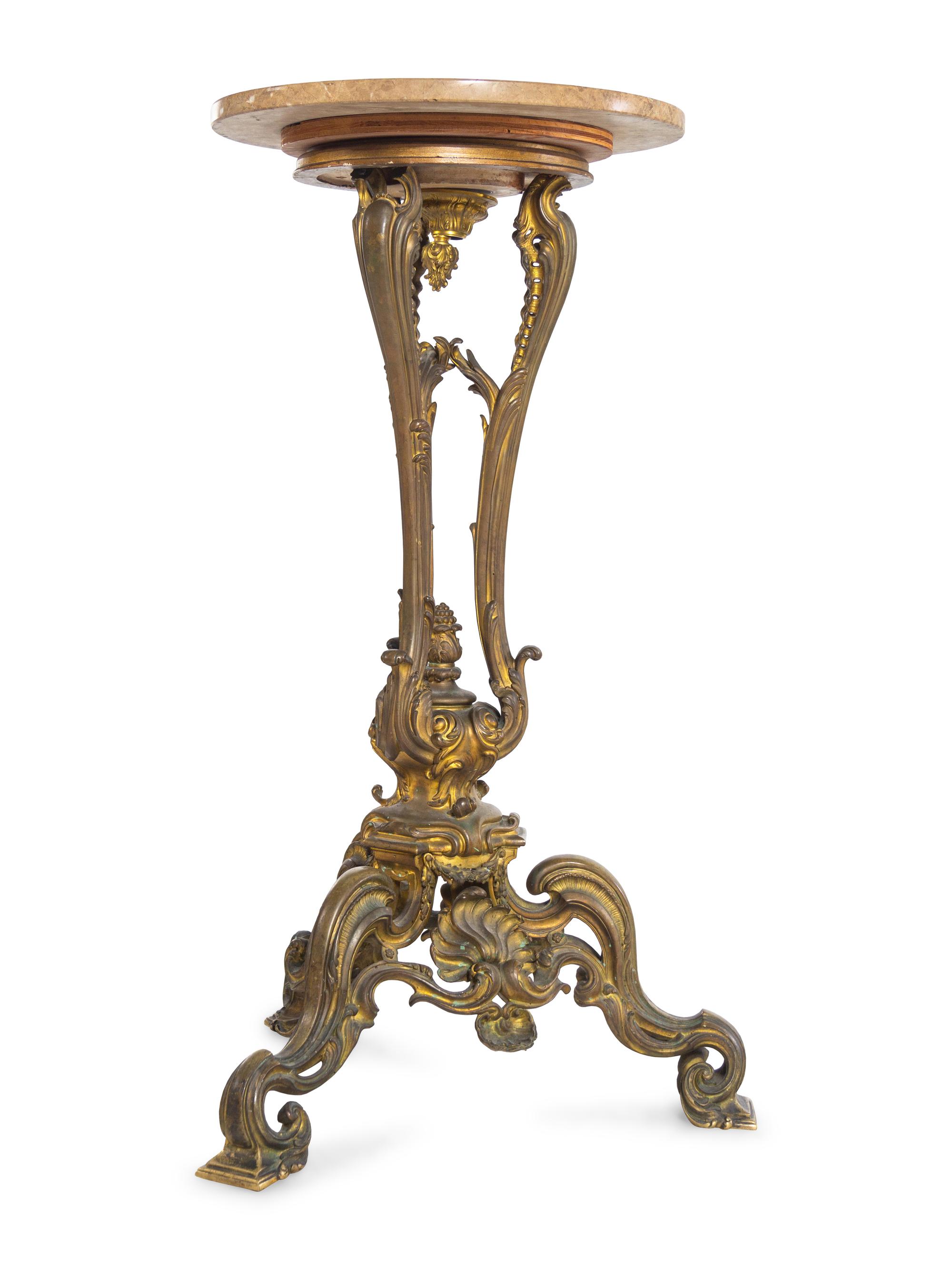 A Pair of Louis XV Style Gilt Bronze Pedestals