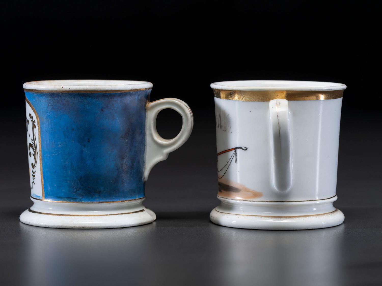Two Fireman's Porcelain Occupational Shaving Mugs