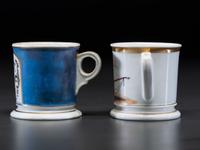 Two Fireman's Porcelain Occupational Shaving Mugs