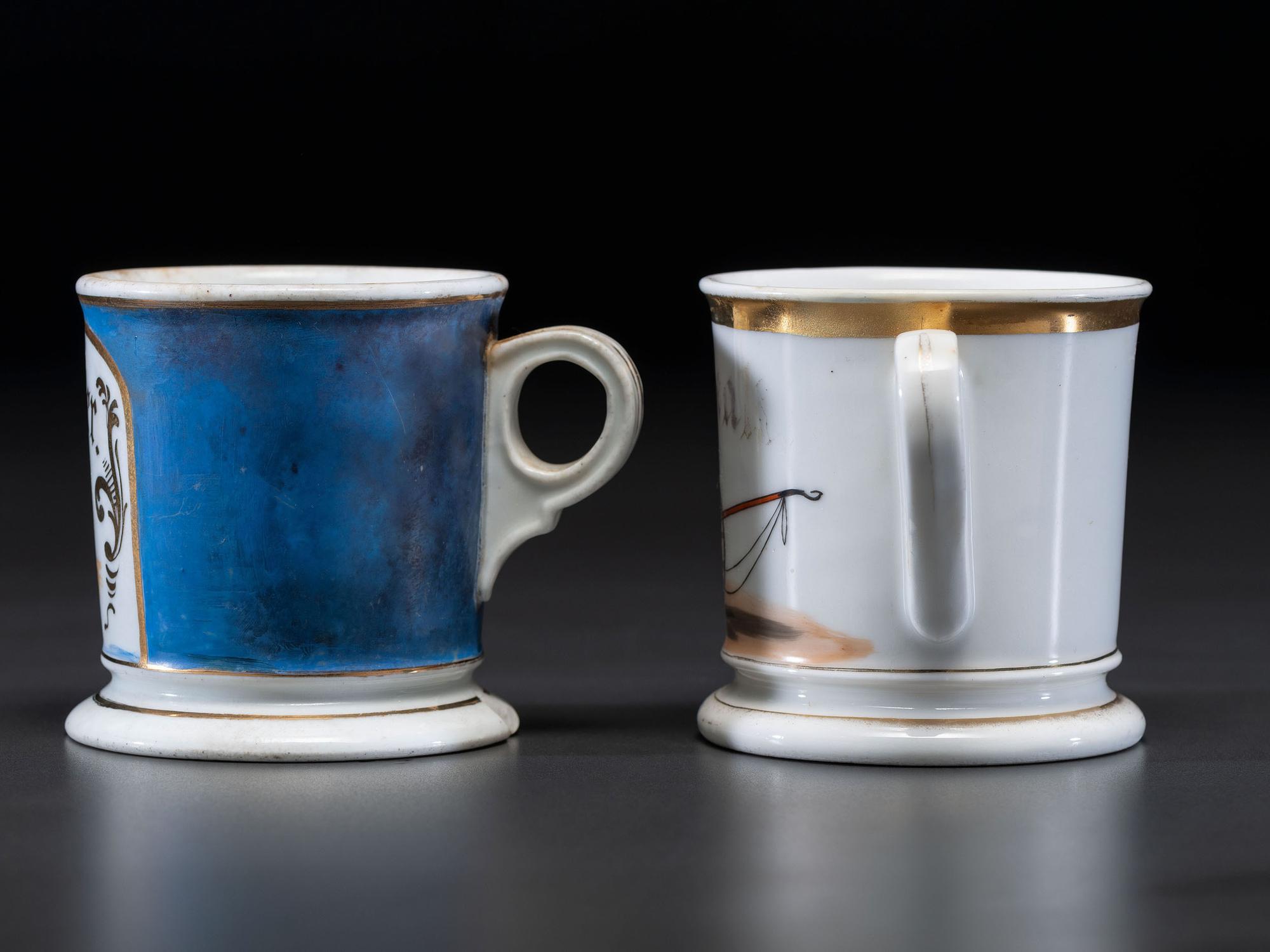 Two Fireman's Porcelain Occupational Shaving Mugs