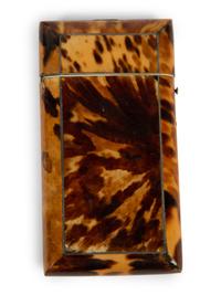 A Regency Tortoiseshell Tea Caddy, Card Case, and Small Box