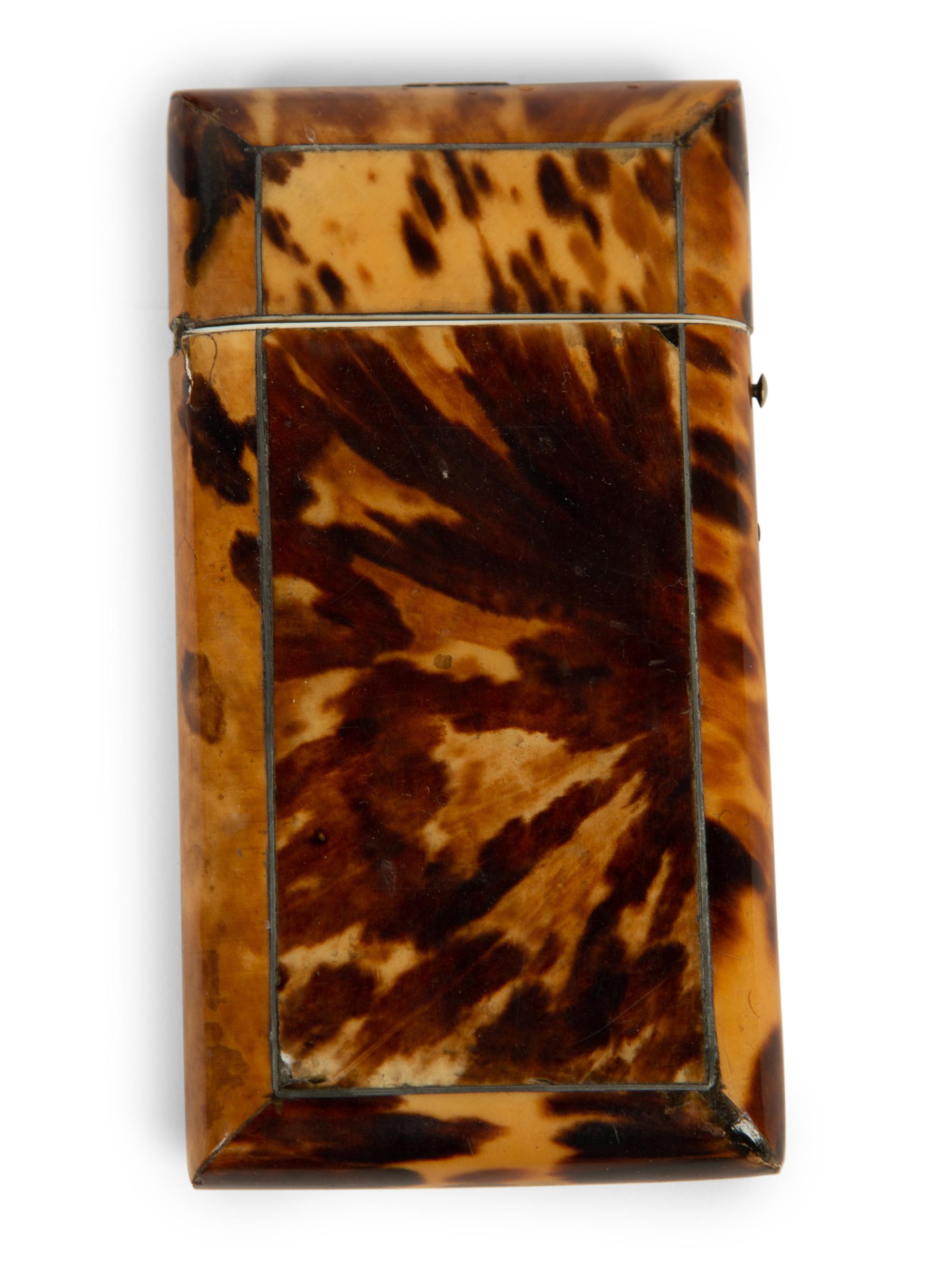 A Regency Tortoiseshell Tea Caddy, Card Case, and Small Box