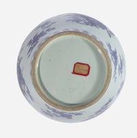 A fine and rare large Chinese blue and white porcelain Ming-style meiping vase 明式青花三多瑞果纹梅瓶 18th century ????
