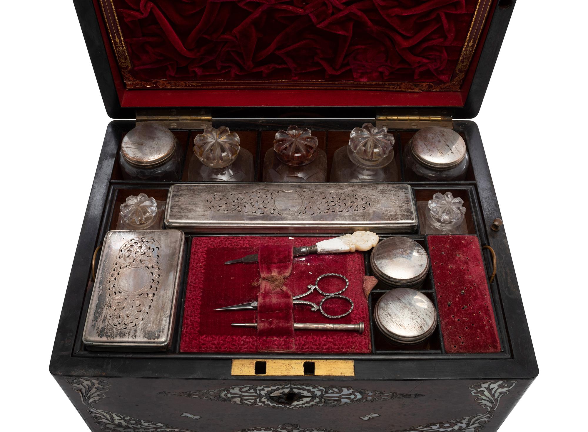 A Lacquer Tea Caddy and a Rosewood Toiletry Box