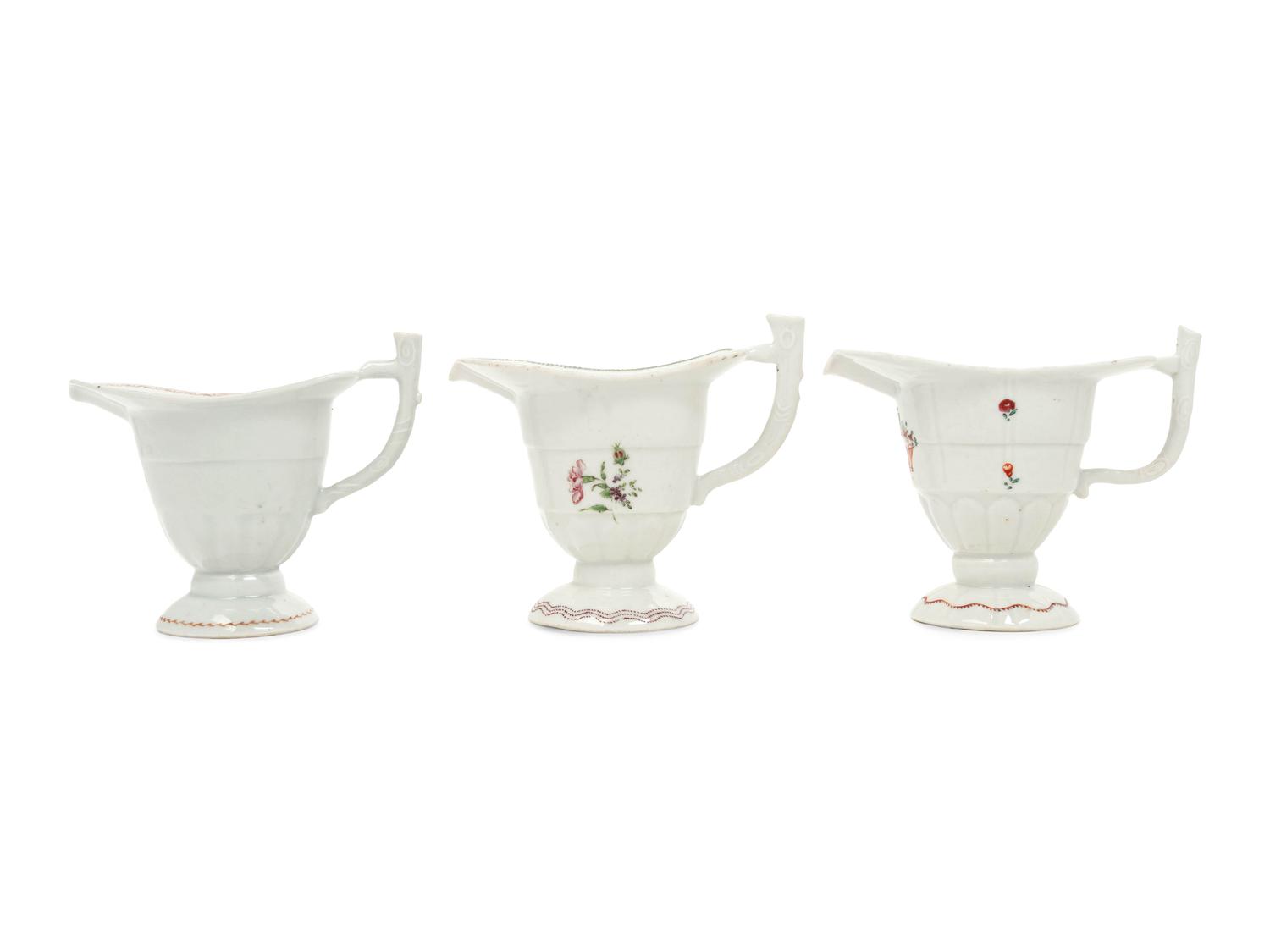 Three Chinese Export Porcelain Helmet-Form Saucer Boats
