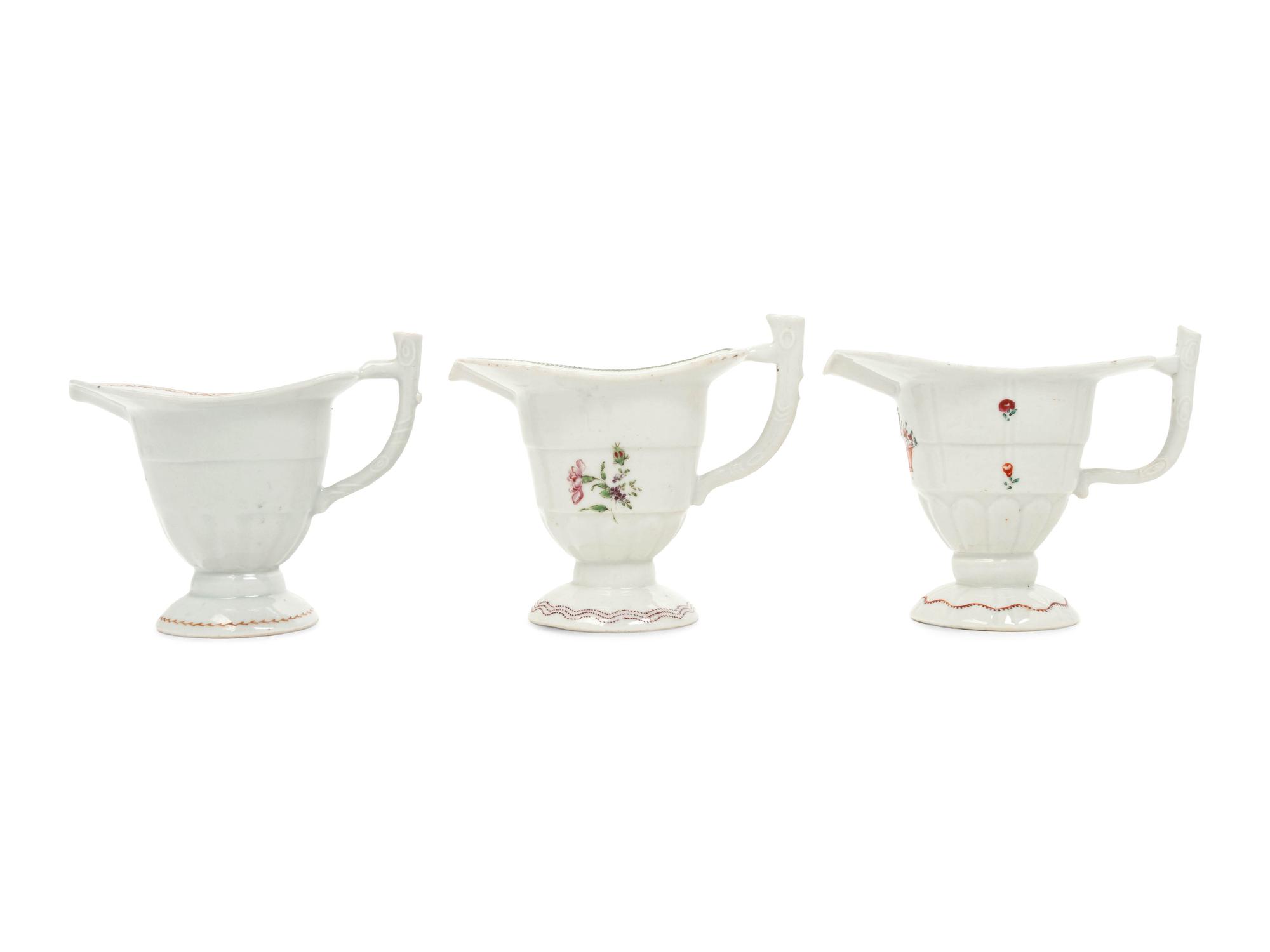 Three Chinese Export Porcelain Helmet-Form Saucer Boats