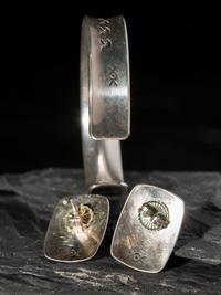 Silver Cuff Bracelet AND Post Earrings
