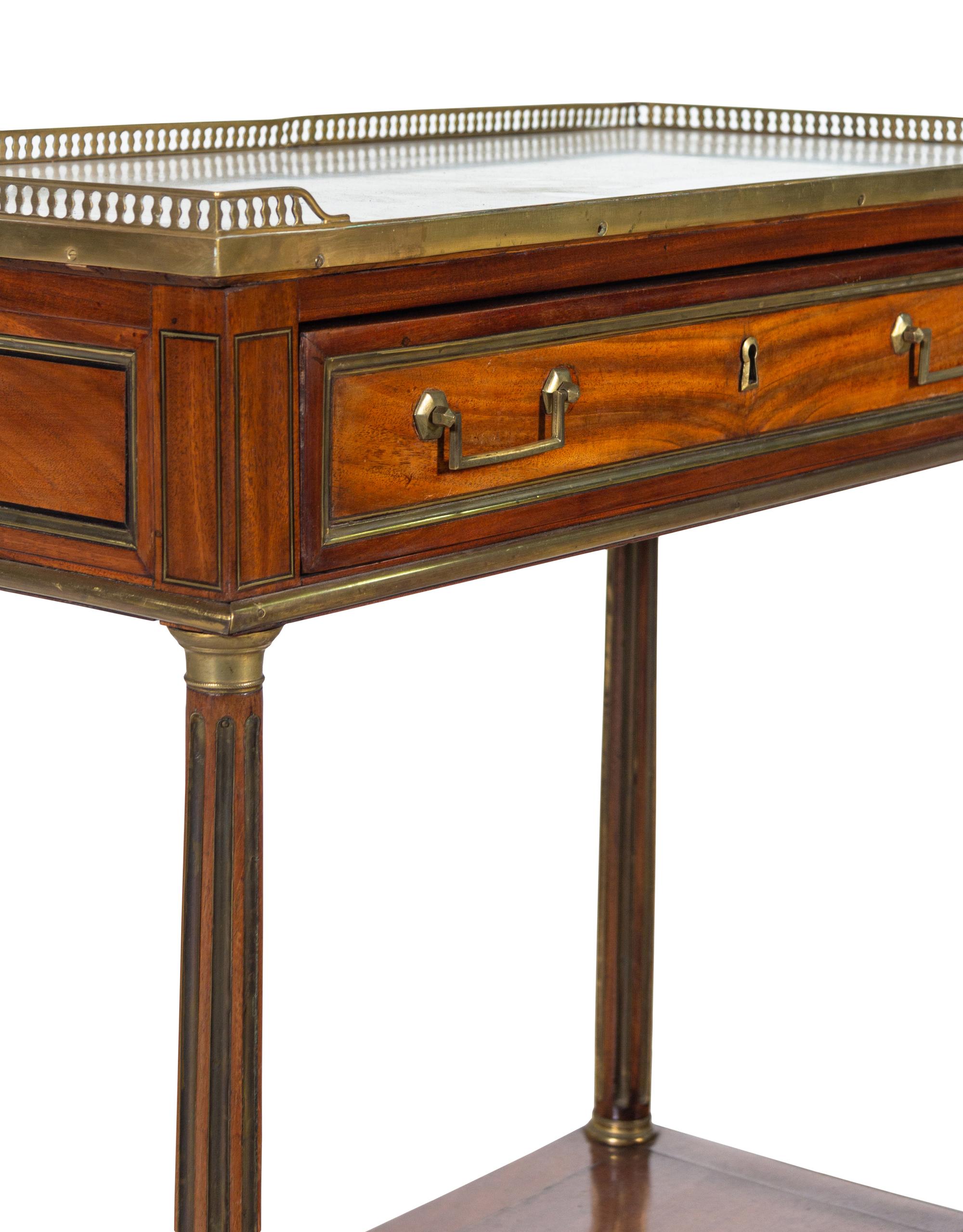 A Louis XVI Style Mahogany Marble-Top Console Desserte