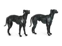 A Pair of Cast Bronze Greyhound Sculptures