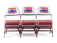 A Row of Three Chicago Bulls 1992 NBA Playoffs Chicago Stadium Courtside Seat Chairs