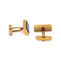 YELLOW GOLD AND LAPIS LAZULI CUFFLINKS