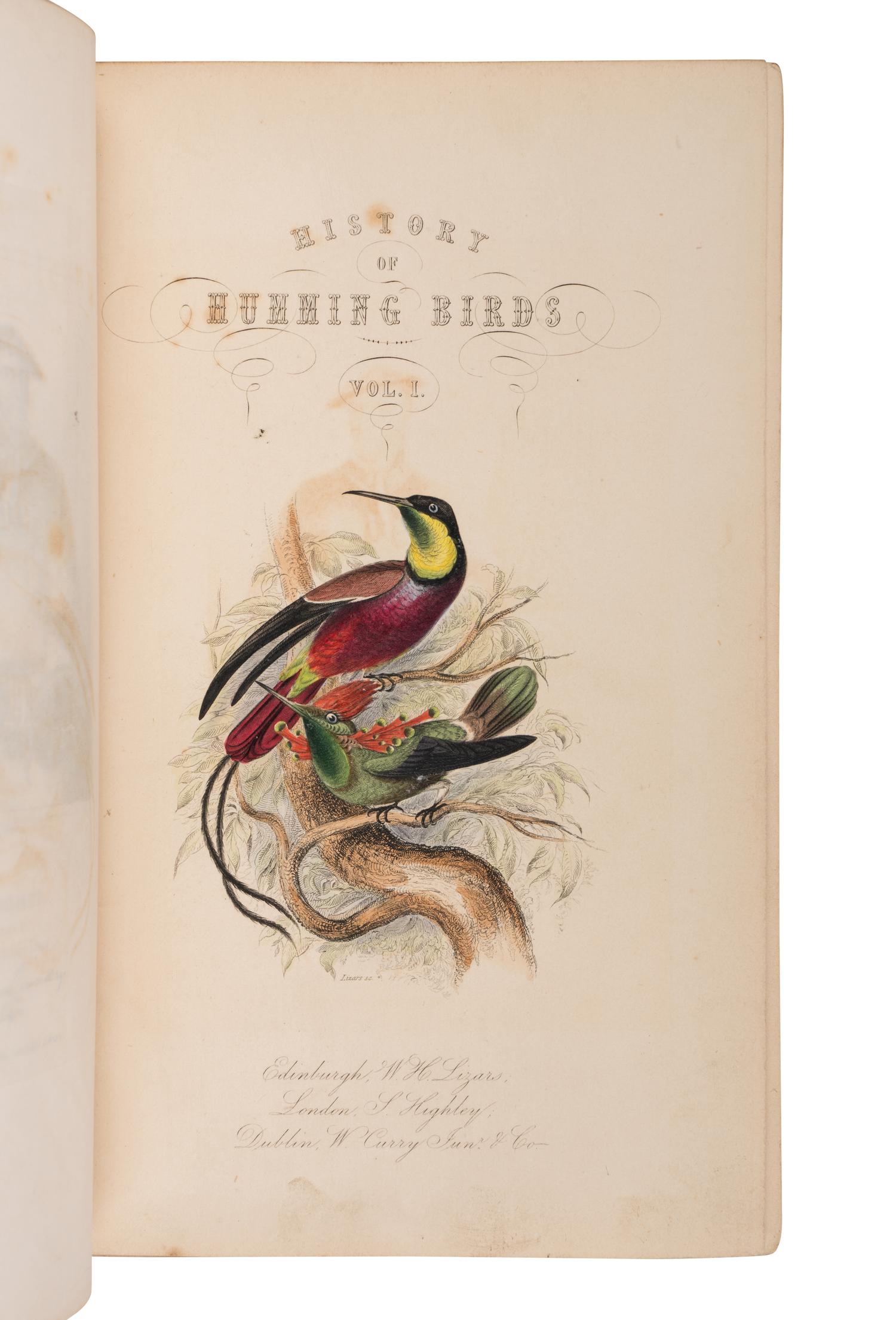 [NATURAL HISTORY]. JARDINE, William (1800-1874). The Natural History of Humming-Birds . Edinburgh: W.H. Lizars; S. Highley; and W. Curry, 1840.