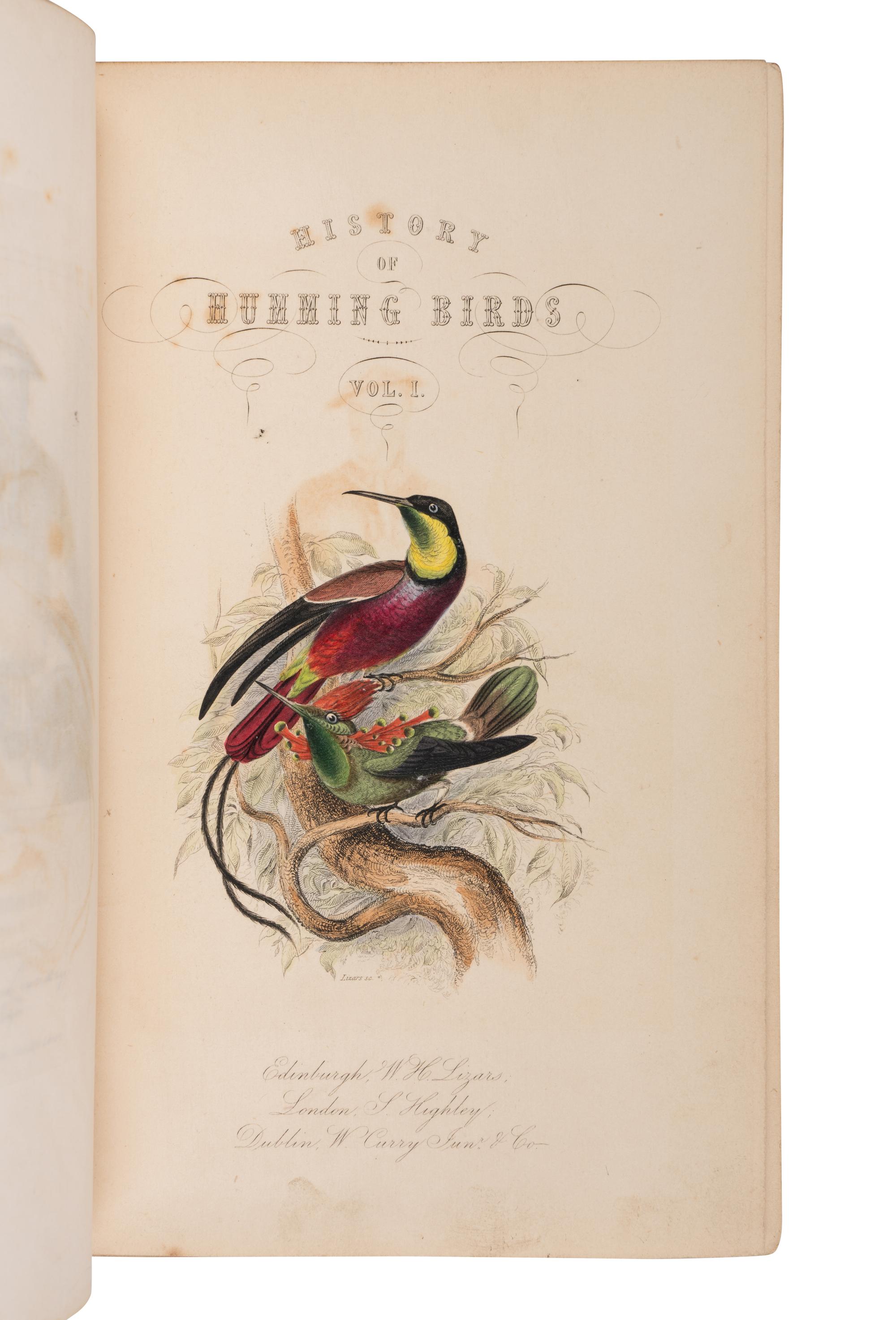 [NATURAL HISTORY]. JARDINE, William (1800-1874). The Natural History of Humming-Birds . Edinburgh: W.H. Lizars; S. Highley; and W. Curry, 1840.