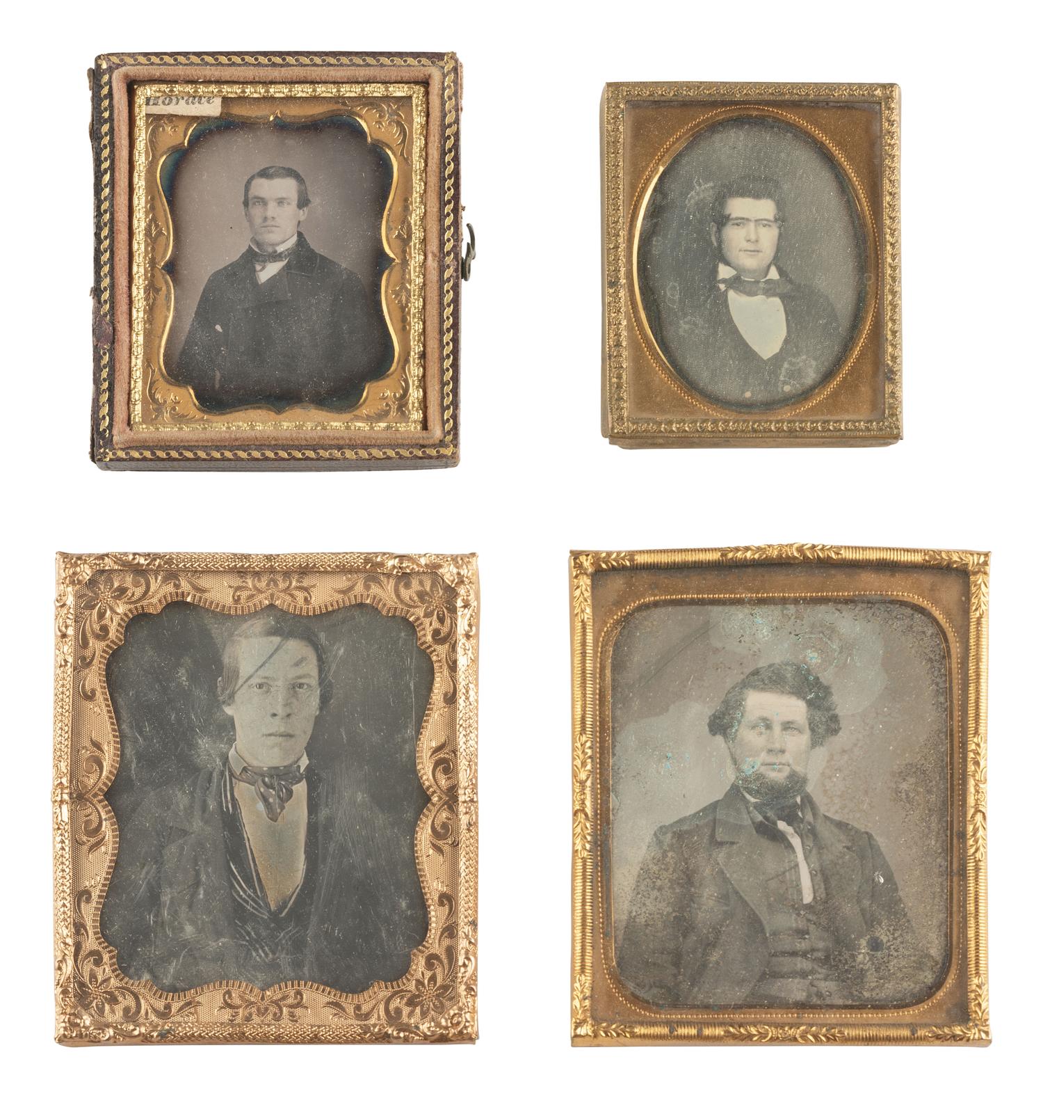 [EARLY PHOTOG.] 30 daguerreotypes of men of varying ages incl. half plate portrait of a painting.