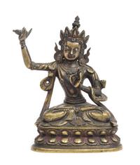A Sino-Tibetan Bronze Figure of Manjusri Height 4 1/2 inches. — 17TH CENTURY