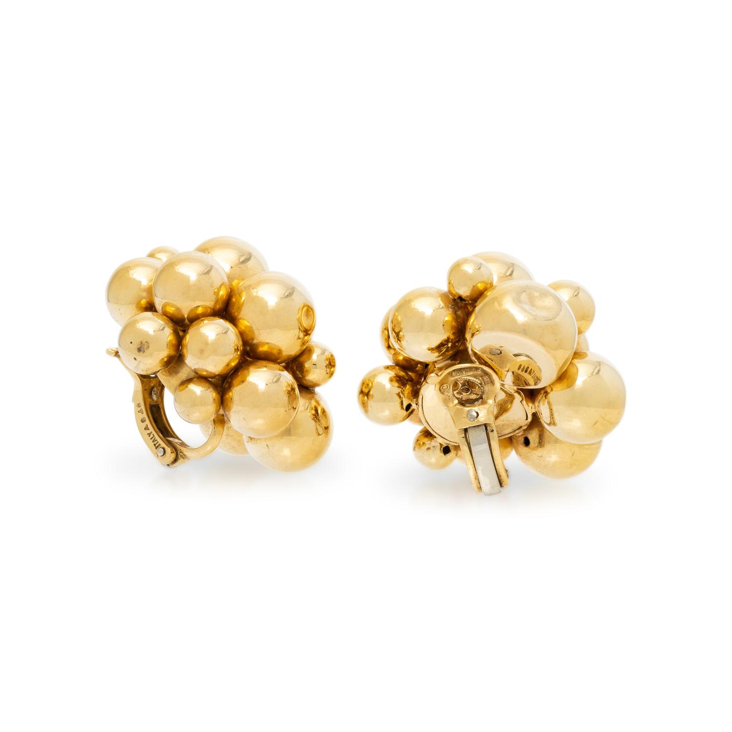 MARINA B., YELLOW GOLD 'ATOMO' EARRINGS