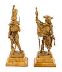 A Pair of French Gilt Bronze Military Figures after Armand Jules Leveel (French, 1821-1905)