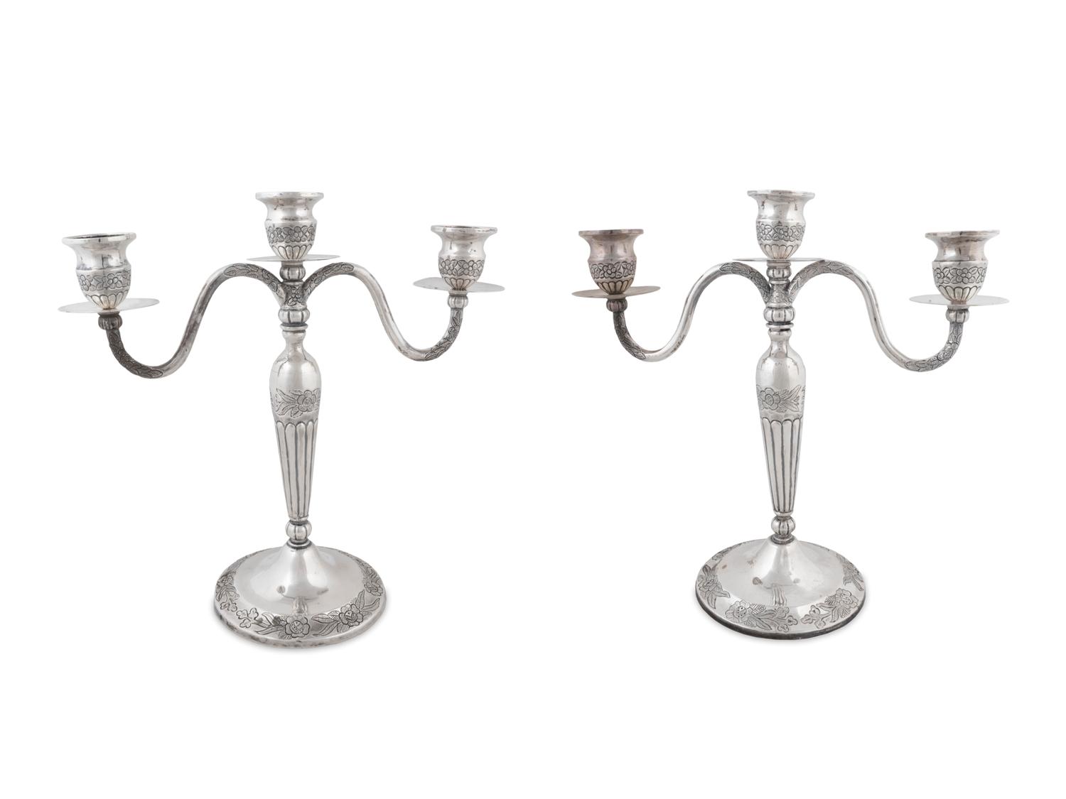 A Pair of Mexican Silver Candlesticks — Vigueras, Mexico, 20th Century