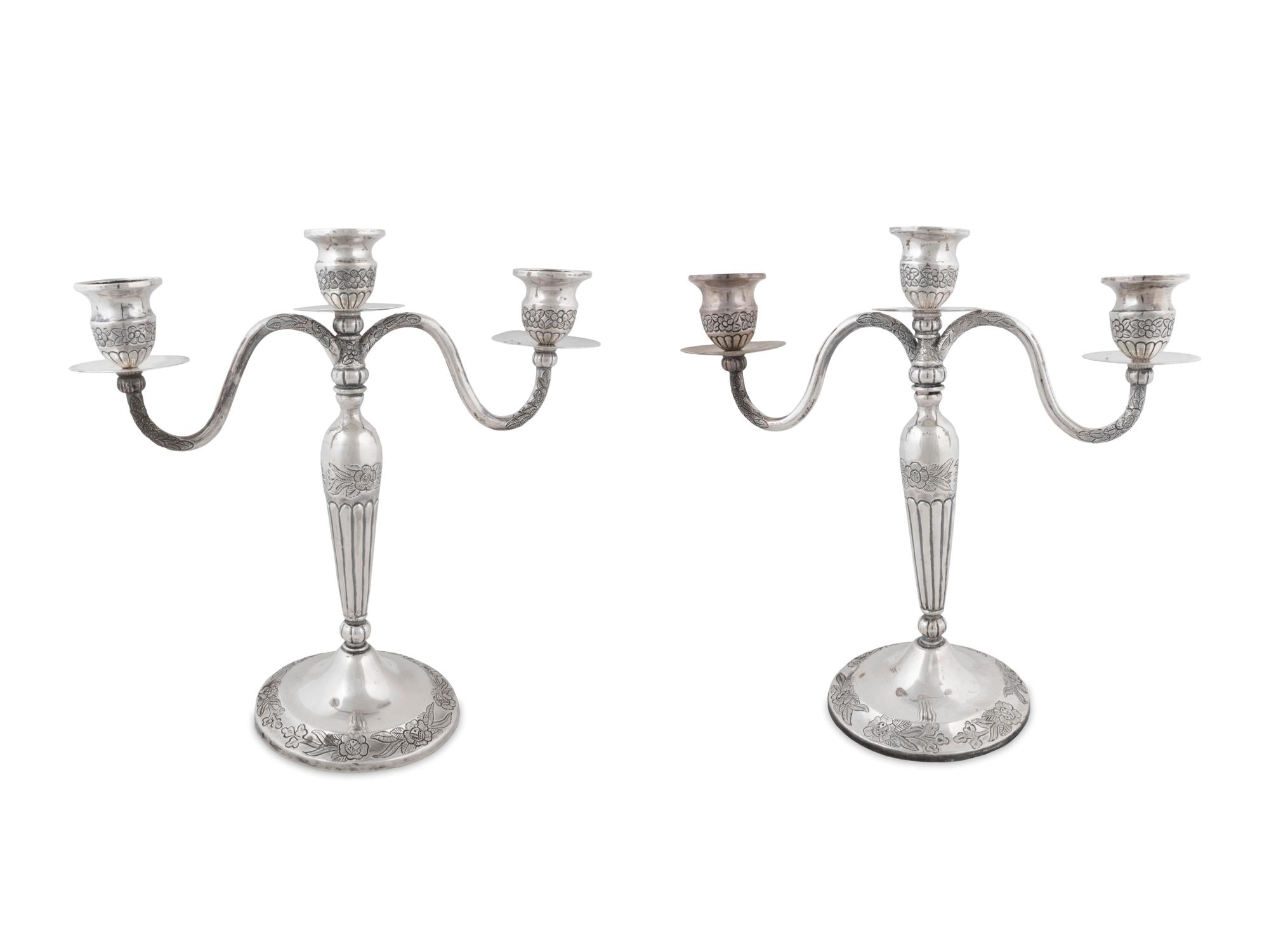 A Pair of Mexican Silver Candlesticks — Vigueras, Mexico, 20th Century