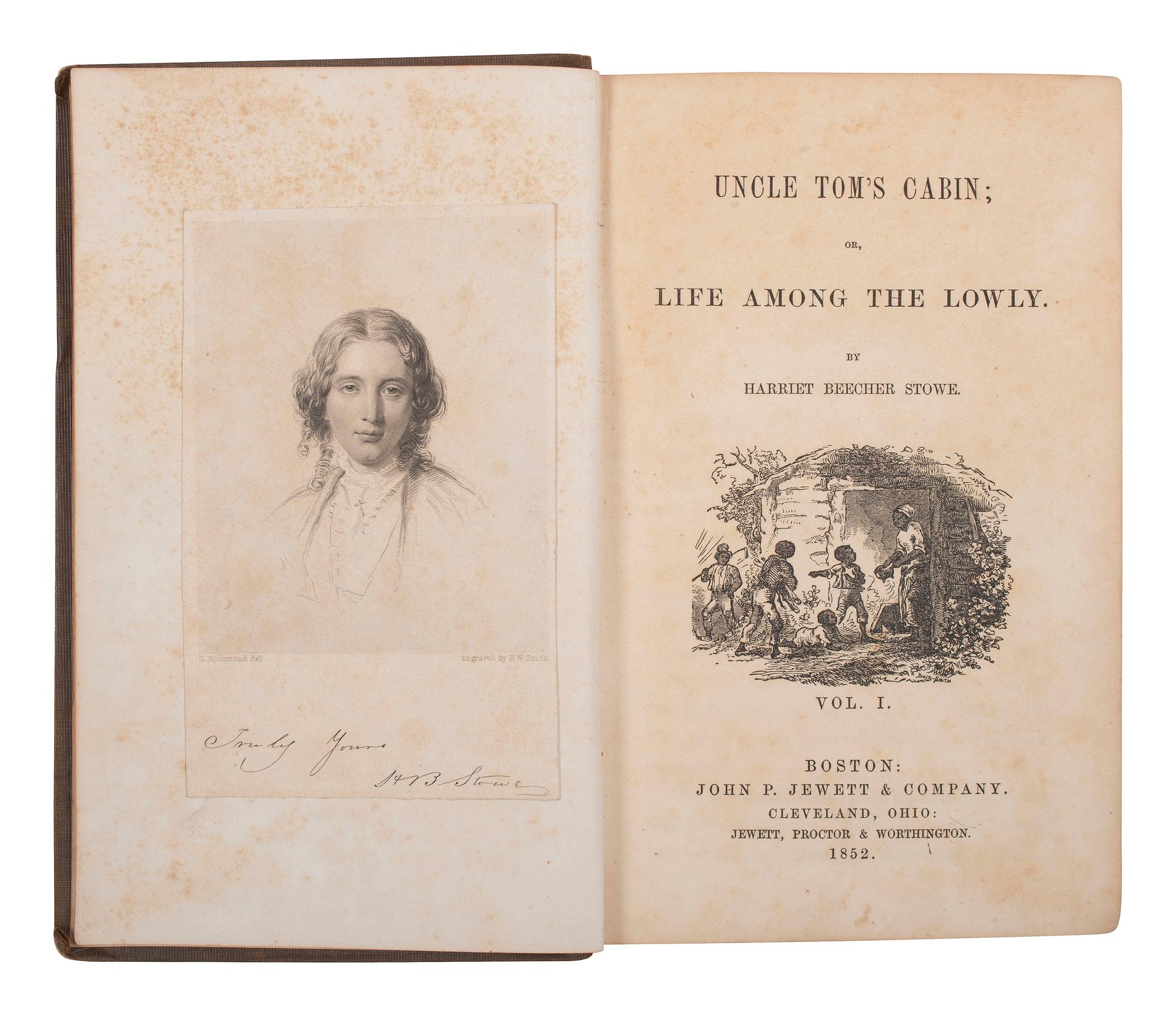 [SLAVERY & ABOLITION]. STOWE, Harriet Beecher (1811-1896). Uncle Tom's Cabin . Boston and Cleveland: John P. Jewett & Company, Jewett Proctor & Worthington, 1852.