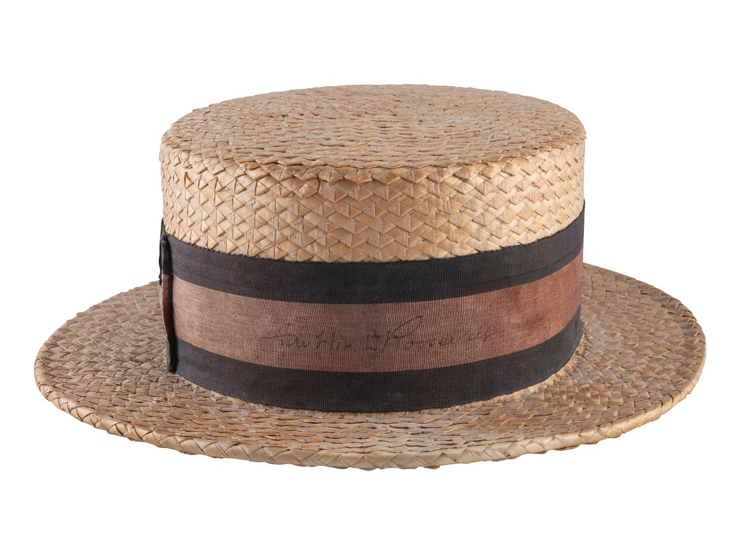 ROOSEVELT, Franklin Delano (1882-1945). Straw boater hat signed ("Franklin D. Roosevelt").