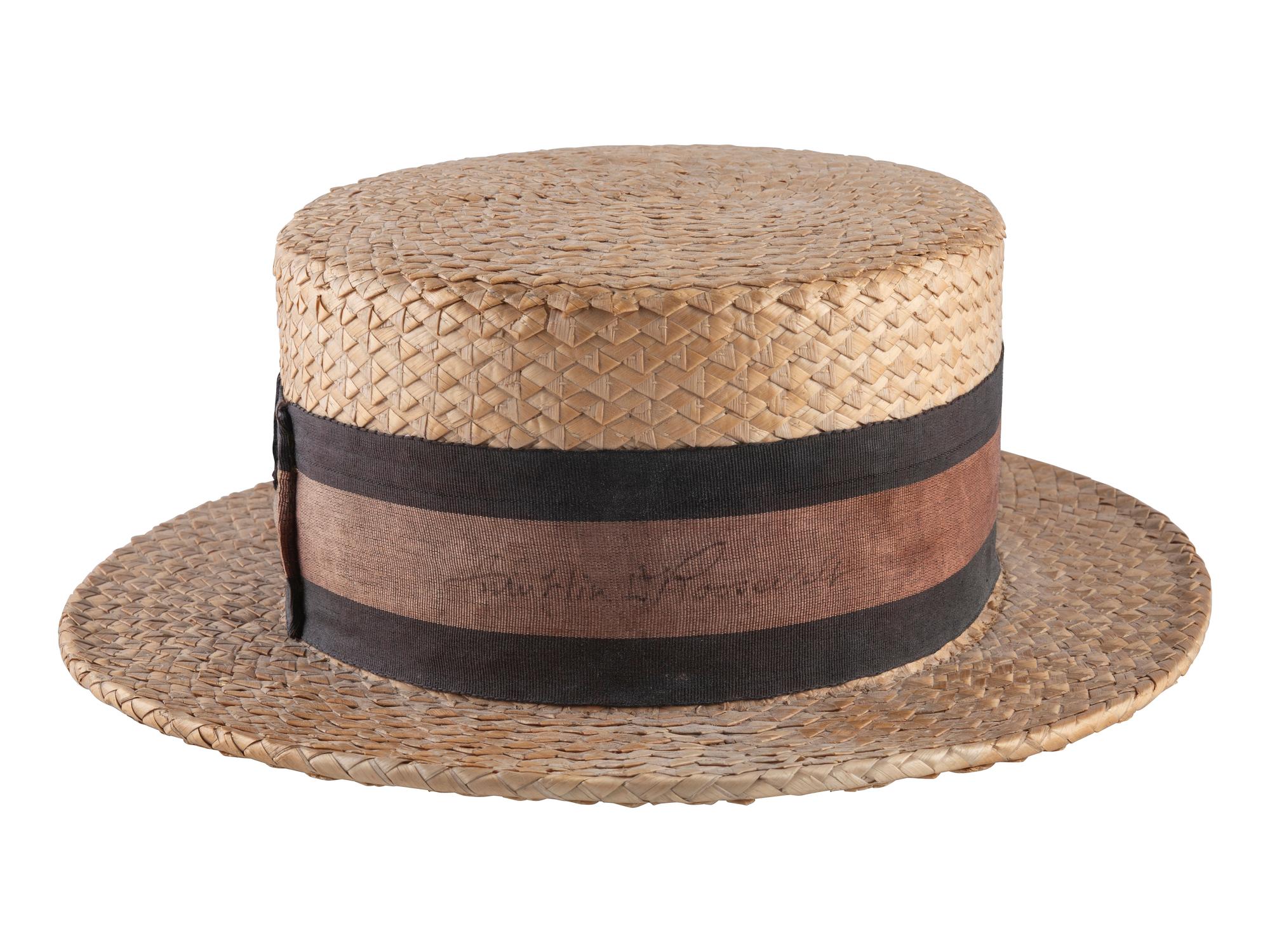 ROOSEVELT, Franklin Delano (1882-1945). Straw boater hat signed ("Franklin D. Roosevelt").