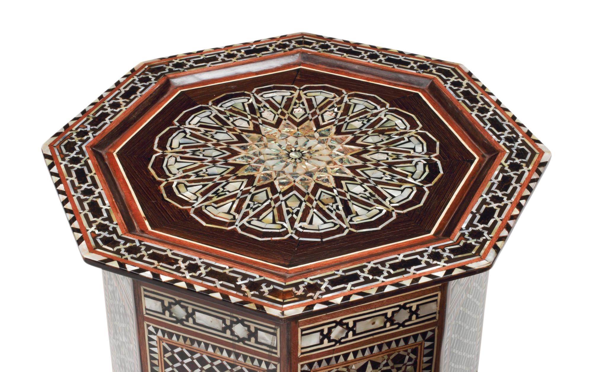 A Pair of Moorish Style Marquetry Octagonal Tables