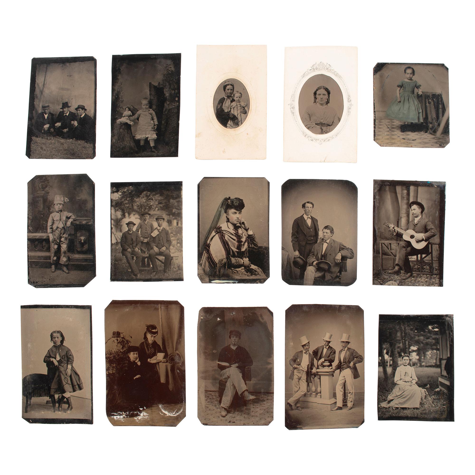 [Early Photography] Group of 20 Ambrotypes and Tintypes of Men, Women, and Children, incl. portrait by Brady.