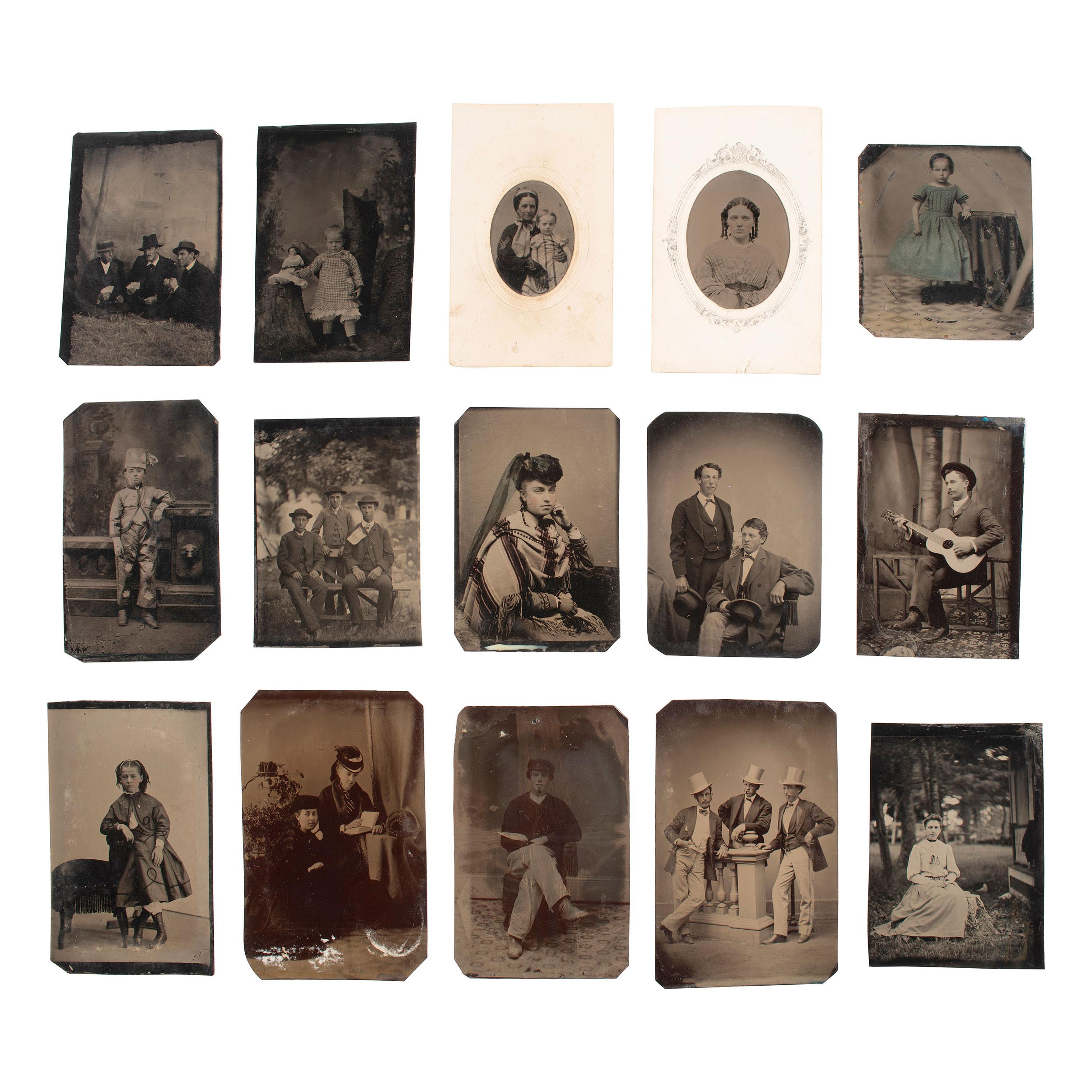[Early Photography] Group of 20 Ambrotypes and Tintypes of Men, Women, and Children, incl. portrait by Brady.