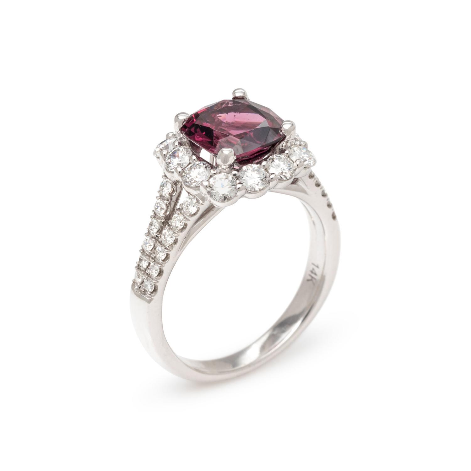 SPINEL AND DIAMOND RING