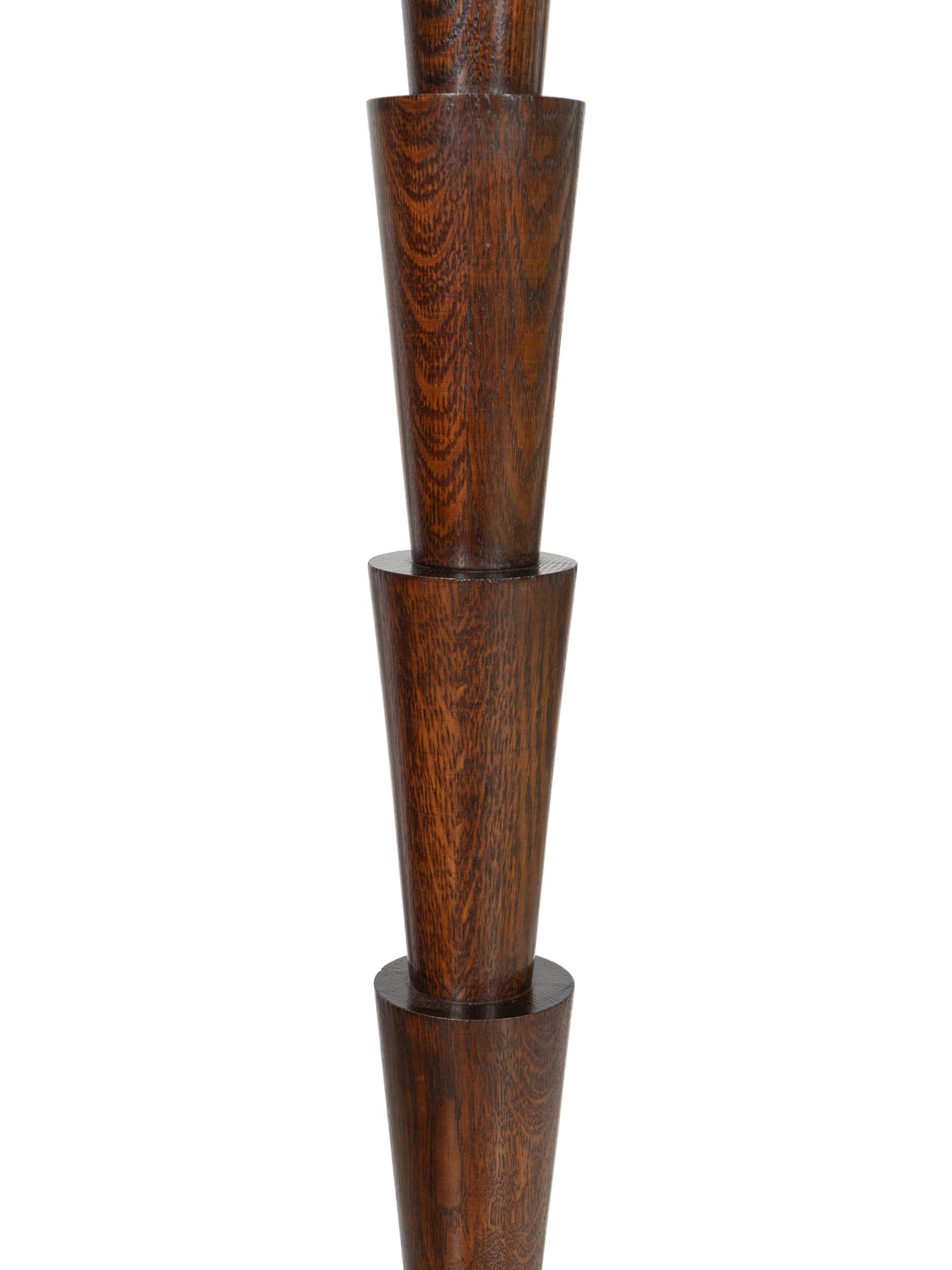 A Pair of Art Deco Style Oak Floor Lamps