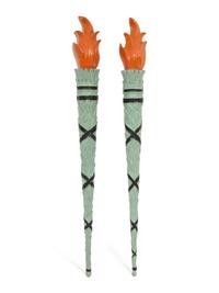 A Pair of Continental Carved and Painted Torch Wall Ornaments