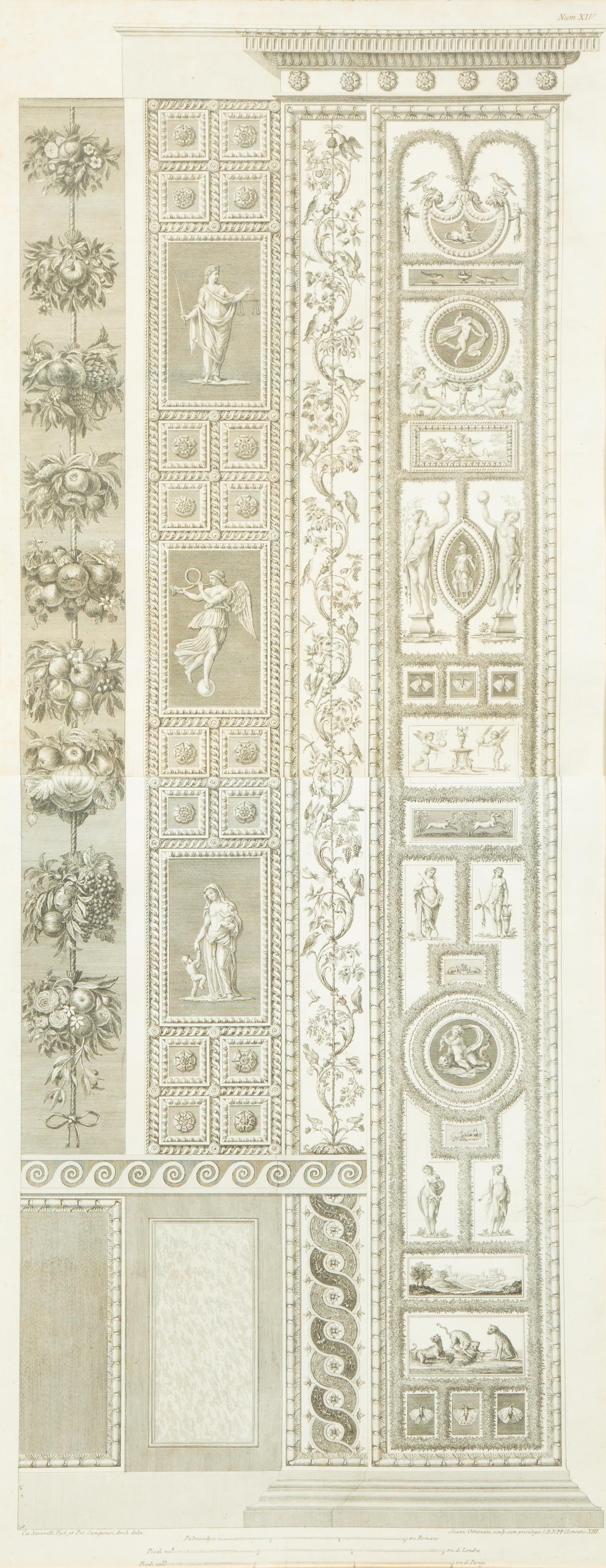 A Set of Six Giovanni Ottaviani Architectural Engravings, After Scaravelli — 19TH CENTURY