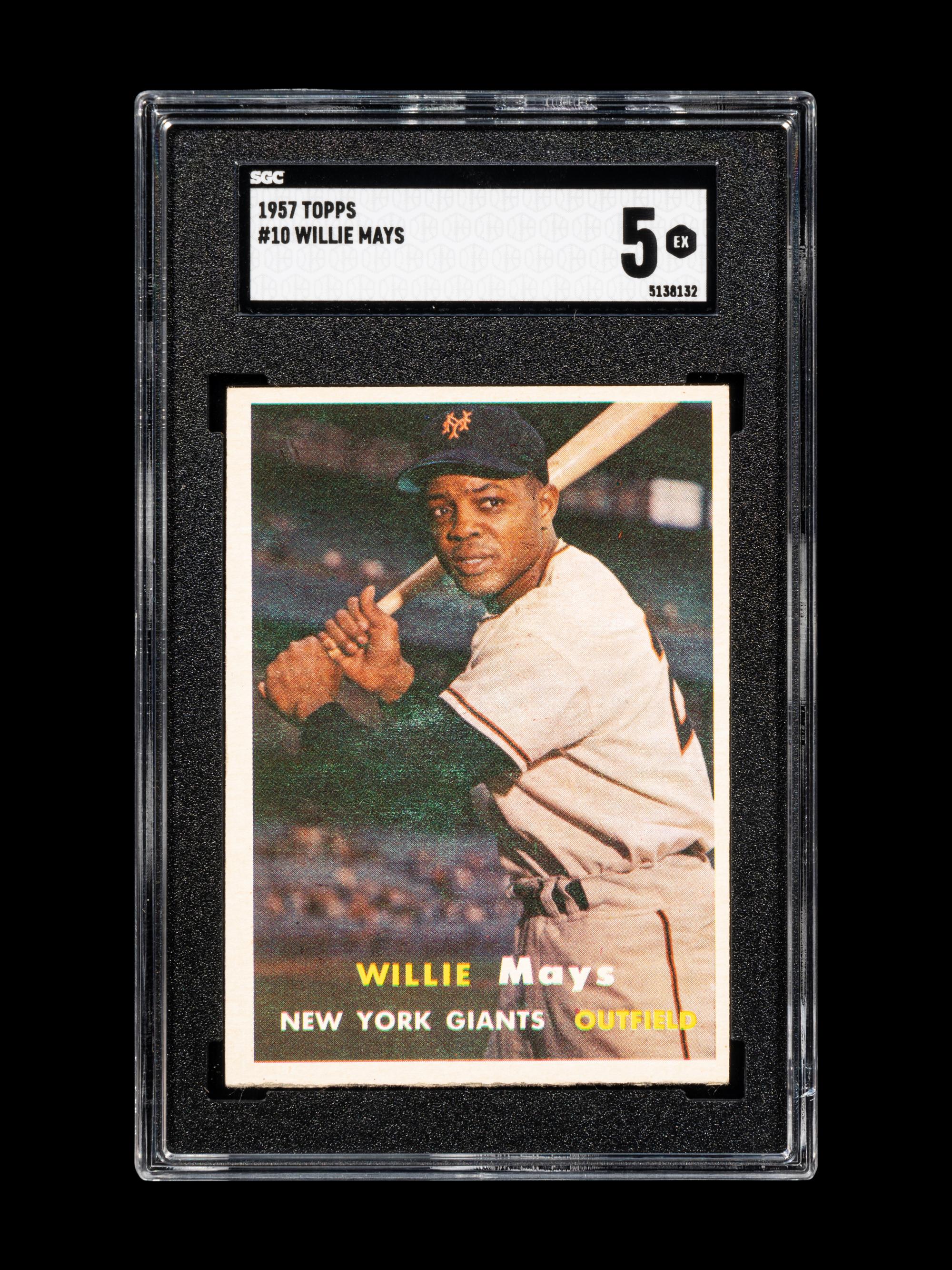 A 1957 Topps Willie Mays Baseball Card No. 10 (SGC 5 EX)