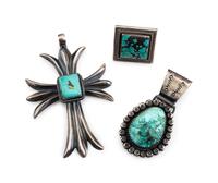 Navajo Sterling Silver and Turquoise Pendants PLUS Ernest Bilagody Ring