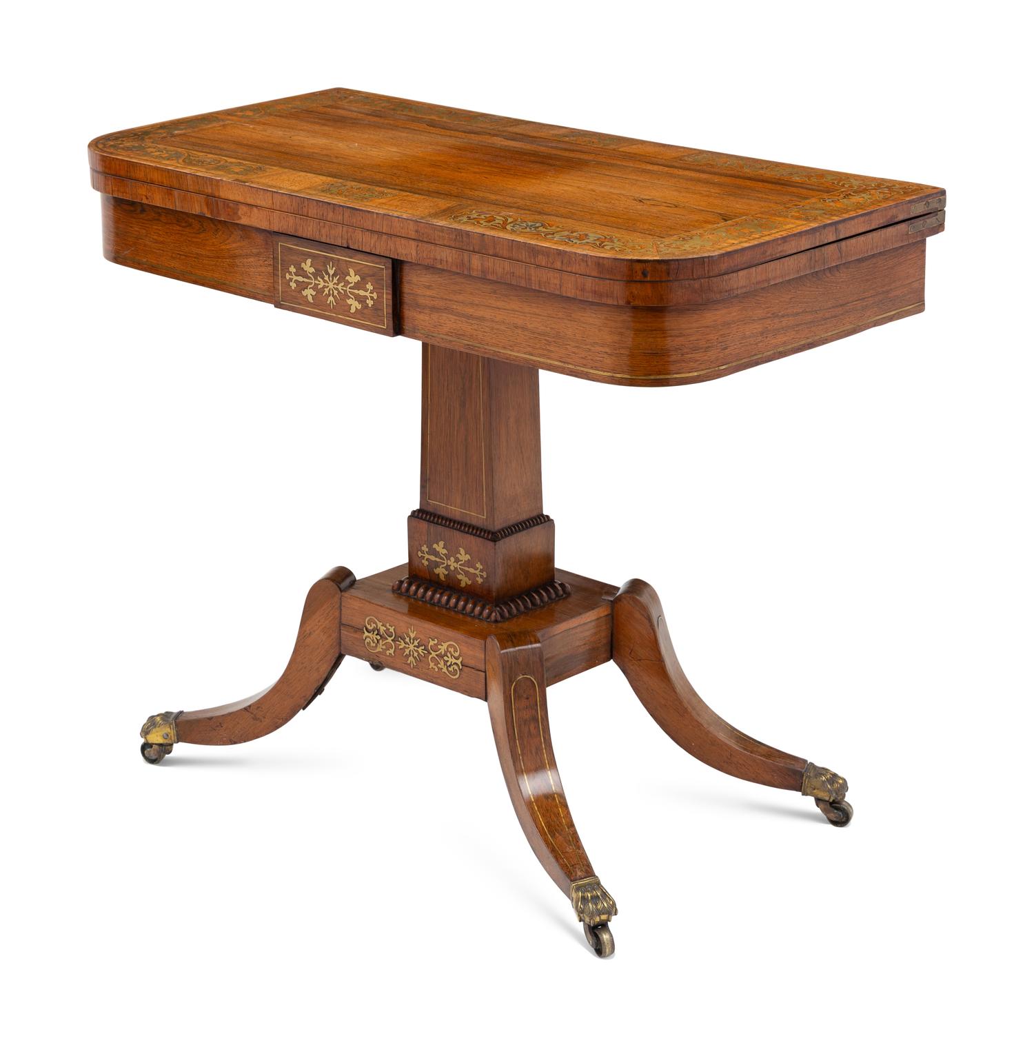 A George IV Brass Inlaid Rosewood Game Table