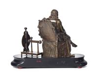 A French Bronze Seated Figure of Benjamin Franklin with His Electrical Amusements