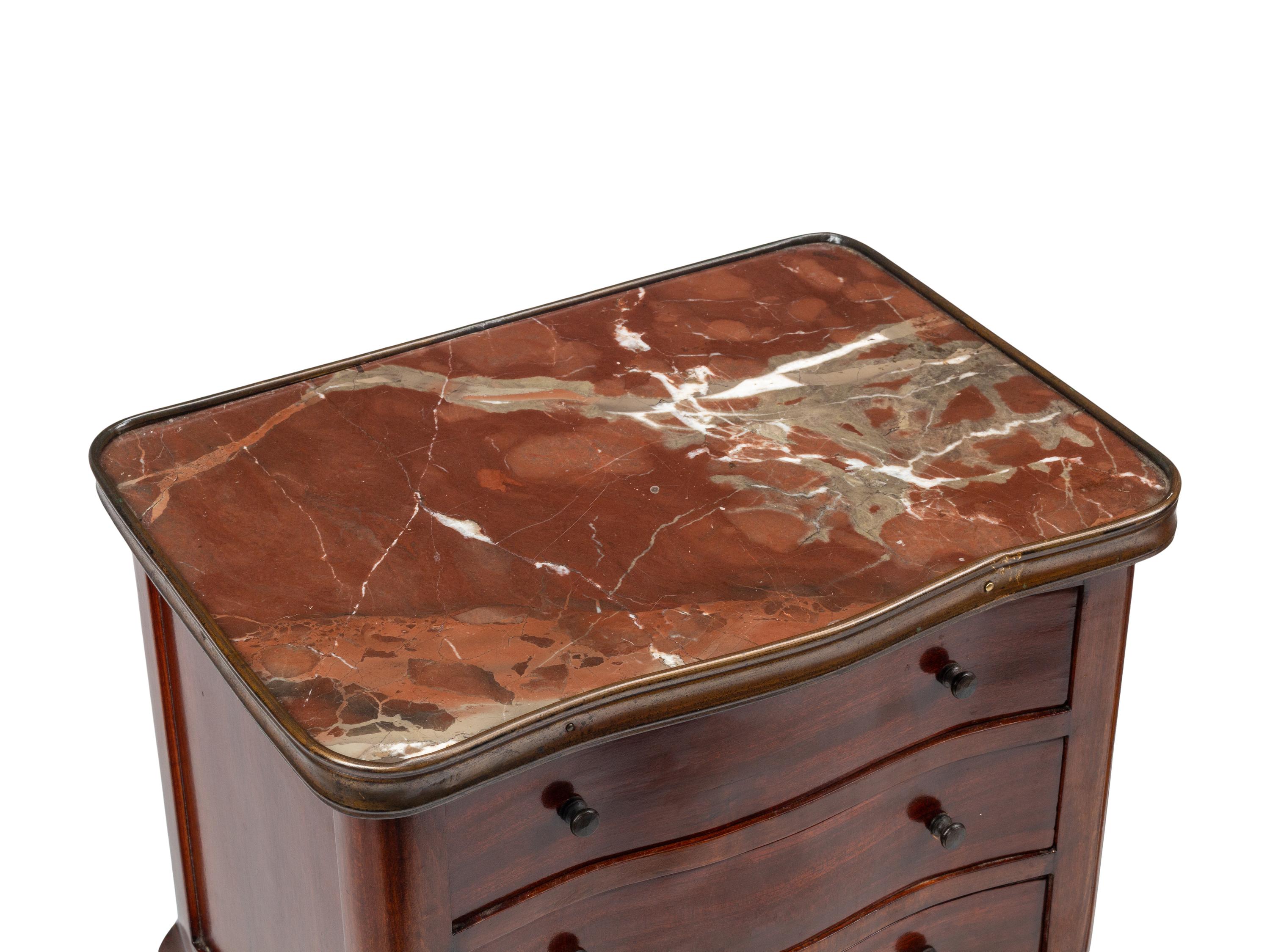 A Pair of Louis XV Style Mahogany Marble-Top Side Tables