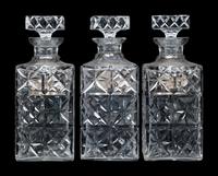 Three Cut Glass Decanters