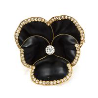A Victorian Yellow Gold, Diamond and Enamel Pansy Pendant/Brooch, 10.90 dwts.