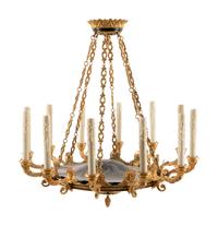 An Empire Style Gilt Bronze Twelve-Light Chandelier