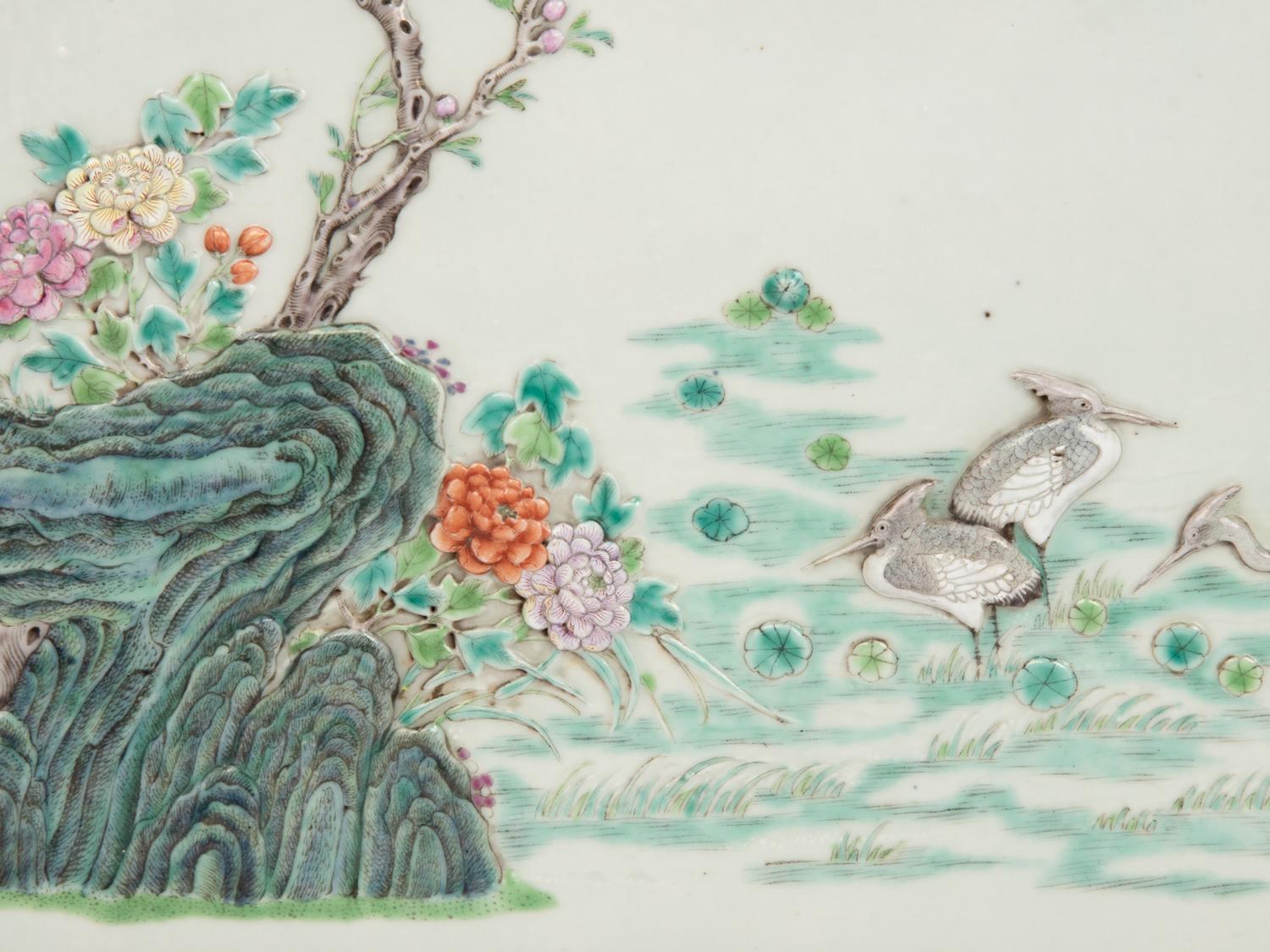 Two Famille Rose High-Relief Wall Panels