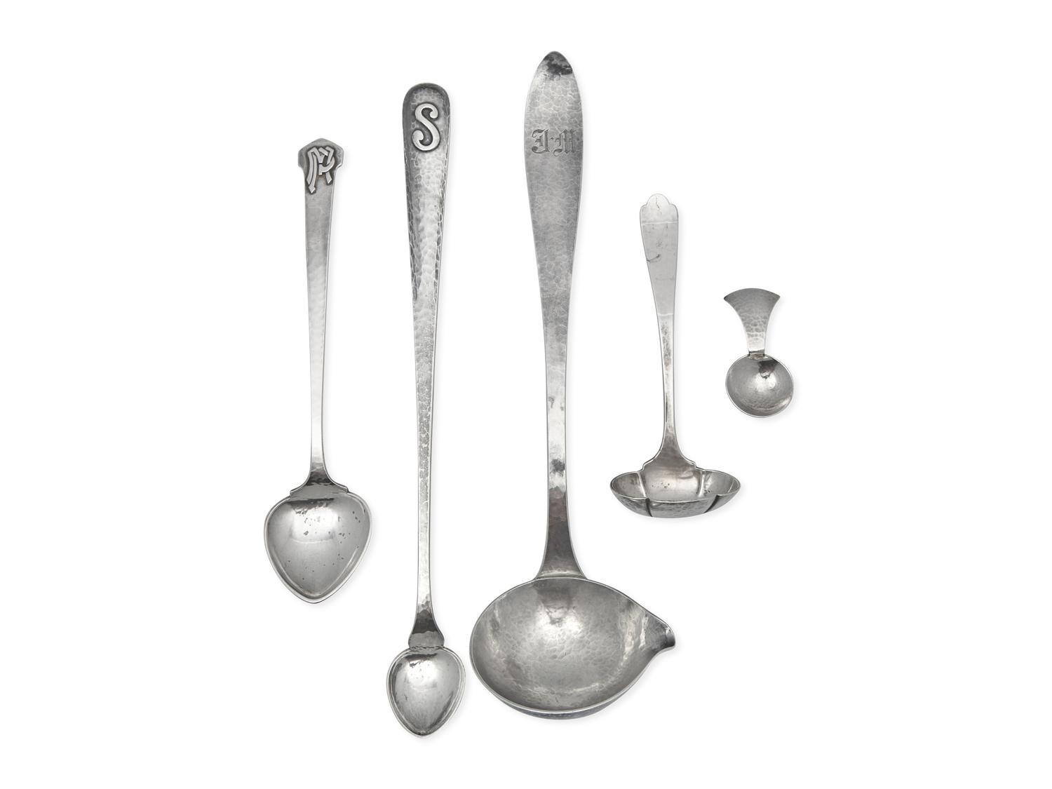 Five Arts & Crafts Silver Serving Utensils