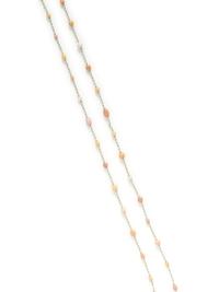 CONCH PEARL AND DIAMOND LONG CHAIN NECKLACE