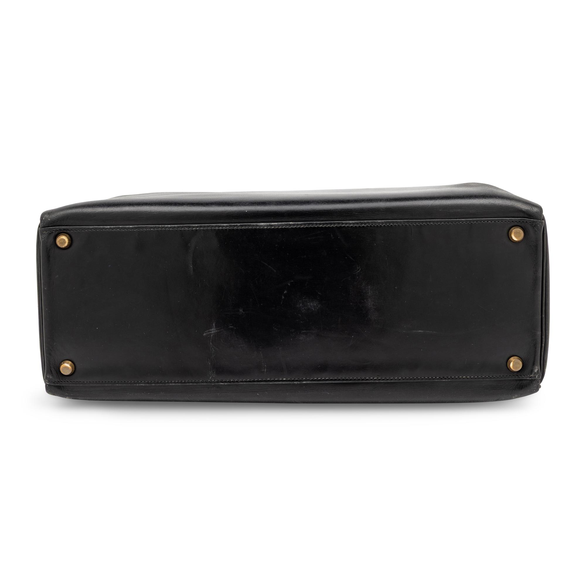 Vintage Hermès, Kelly 35 & Travel Jewelry Case in Noir Box Leather