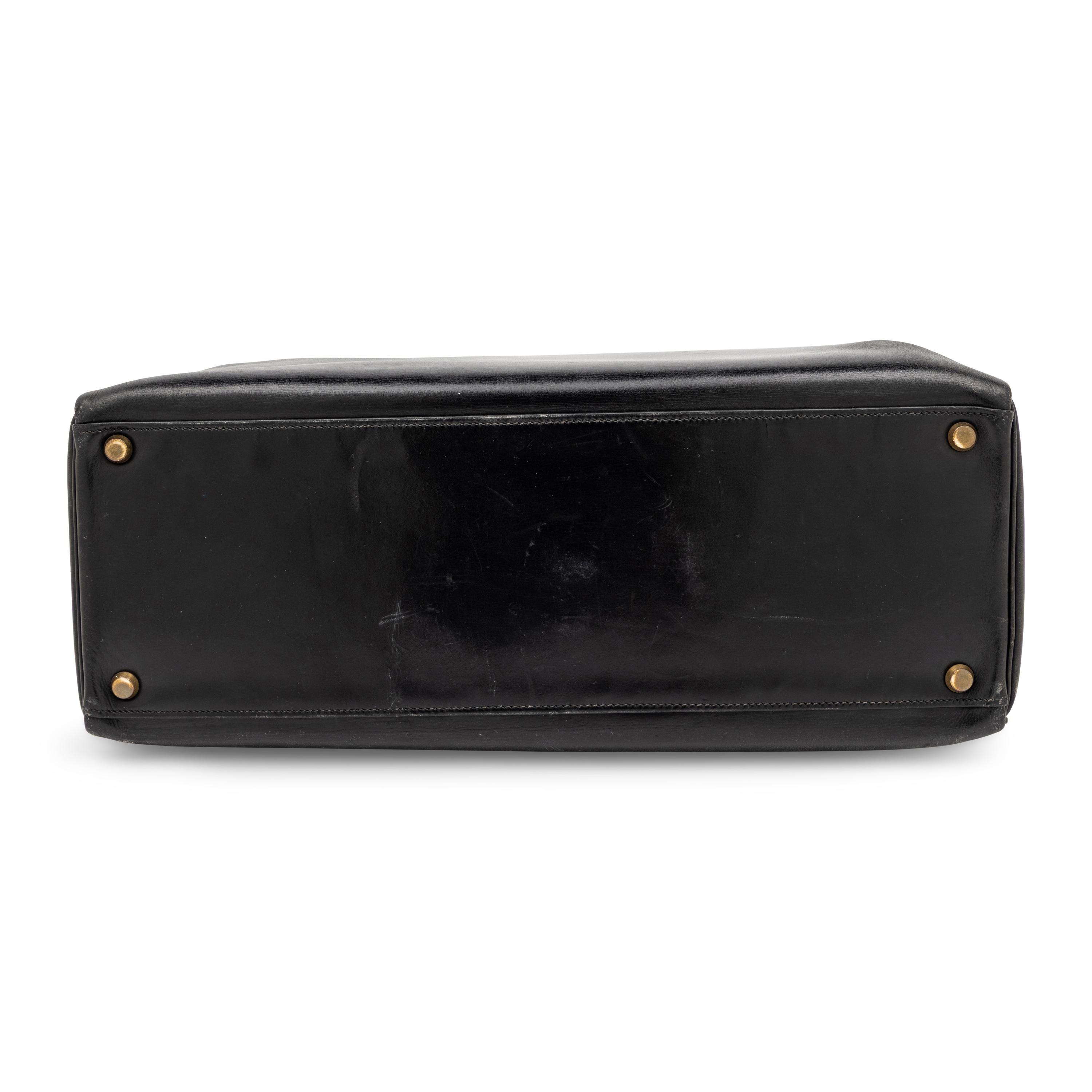 Vintage Hermès, Kelly 35 & Travel Jewelry Case in Noir Box Leather
