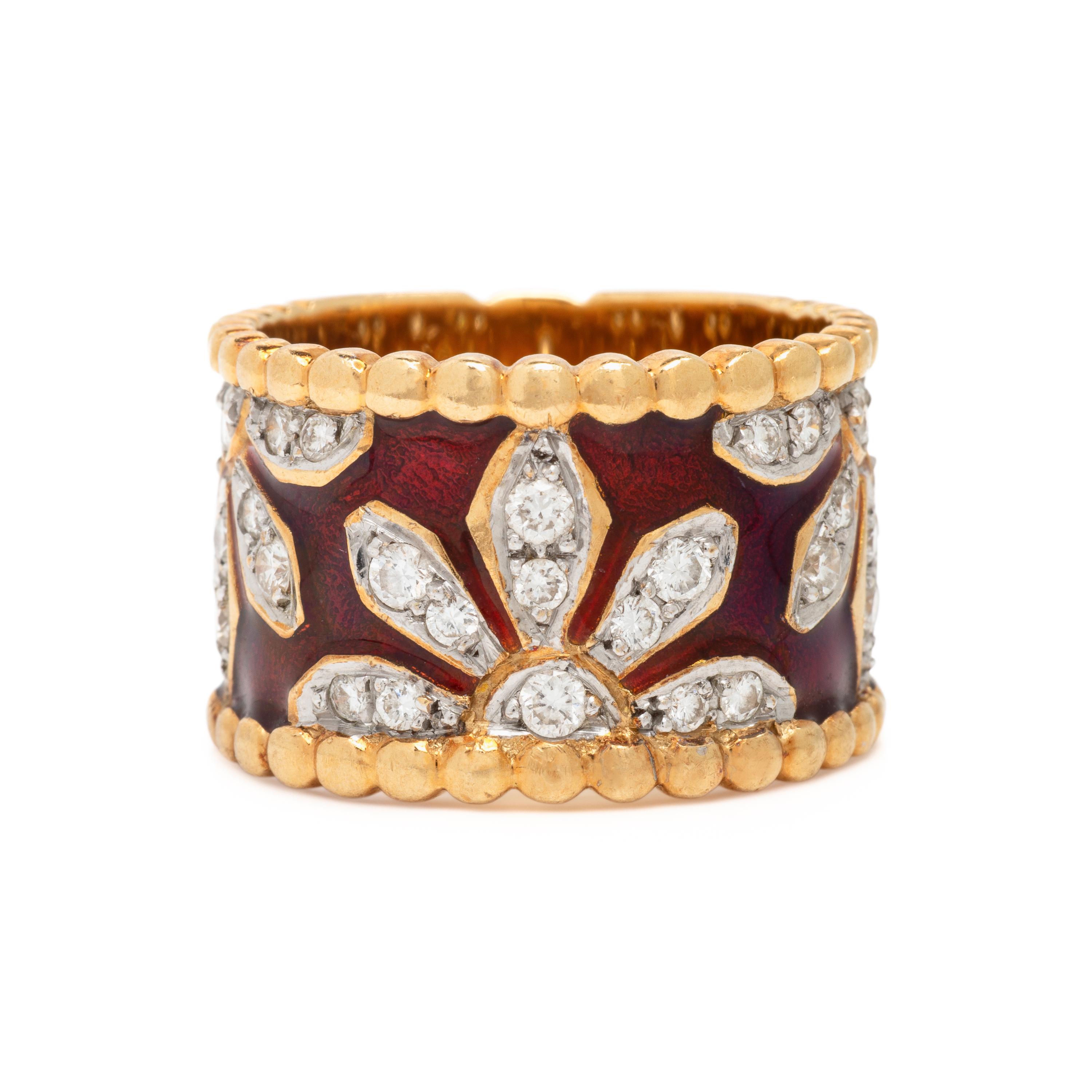 Yanes, Diamond, Enamel, and Yellow Gold Ring