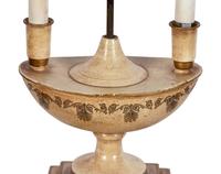 A Painted Tole Two-Light Lamp